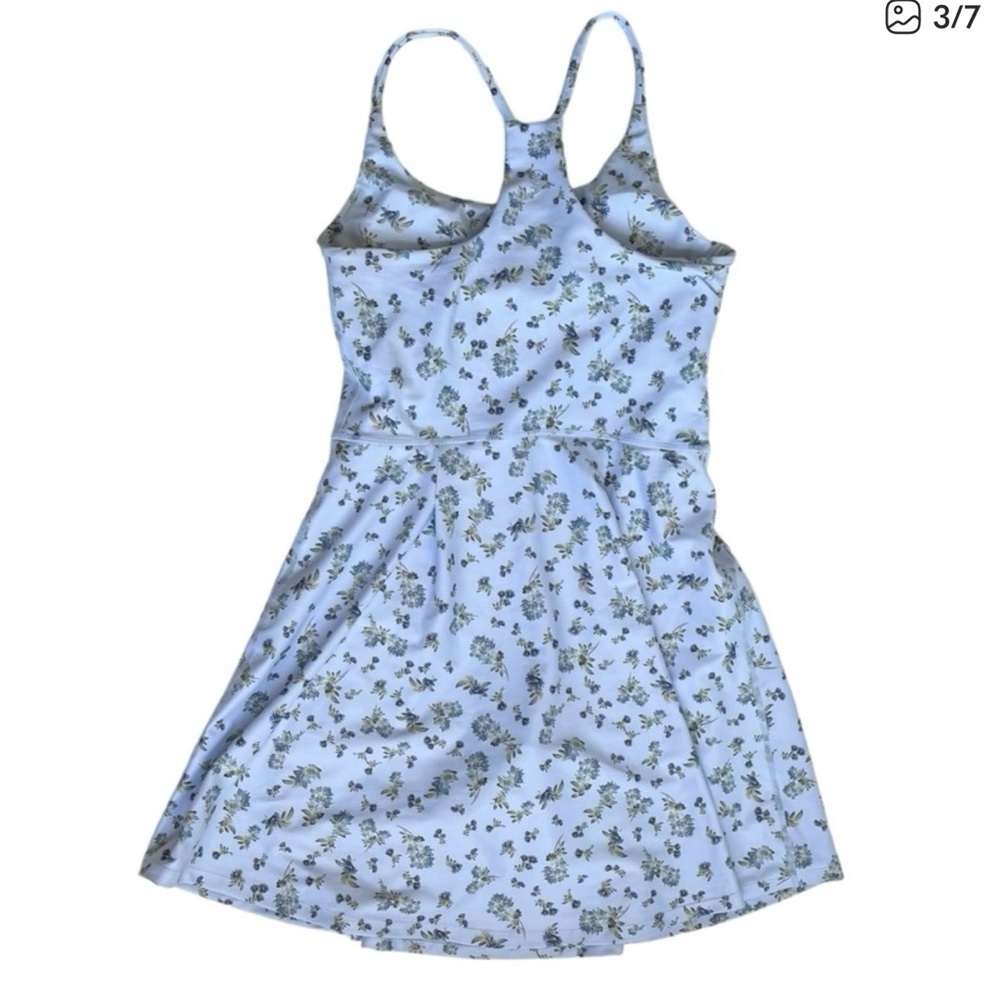 Sage Collective Light Blue Floral Racerback Fit Flare Active Dress M pickleball - Picture 3 of 6